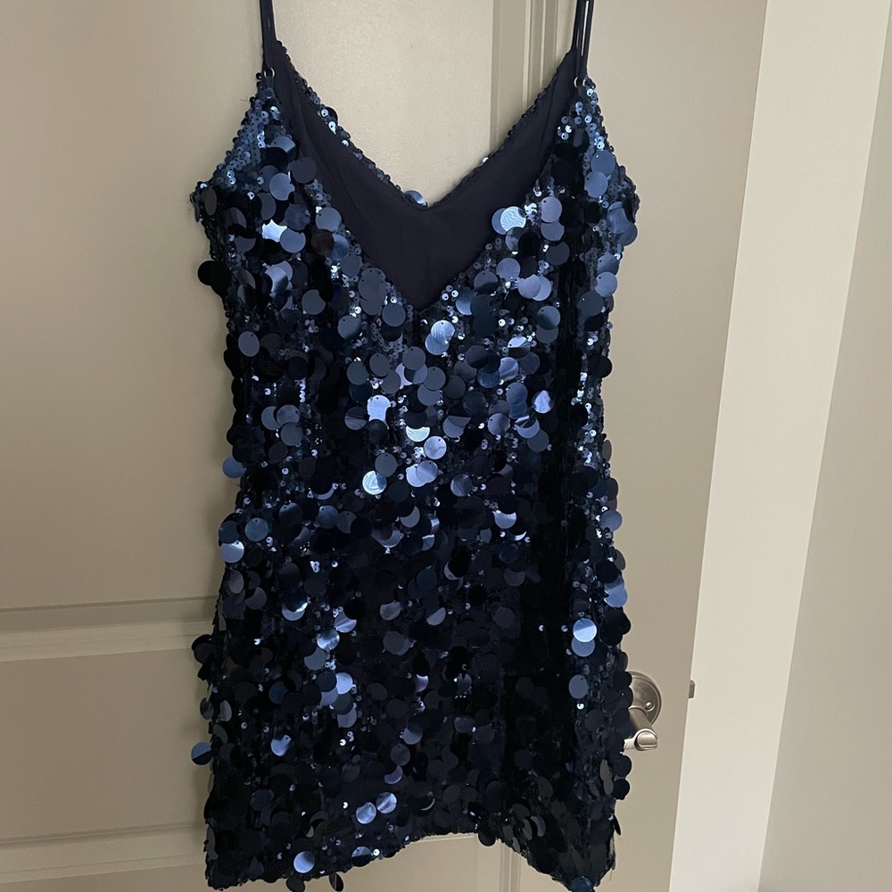 Meshki Navy Blue Sequin Mini Dress